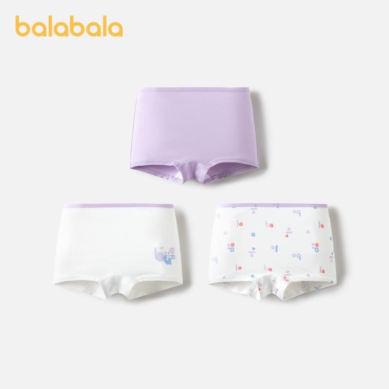Balabala Quần Lót Cotton Cho Bé Gái, Quần Lót Boxer Đáy Quần Phẳng, Dành Cho Trẻ Em, Thân Thiện Với Làn Da Không Nóng Bỏng, Ba Gói 1