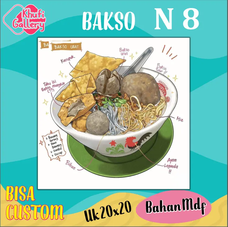 Khufi Gallery Hiasan Dinding Makanan Indonesia Bakso Besi Gantungan
