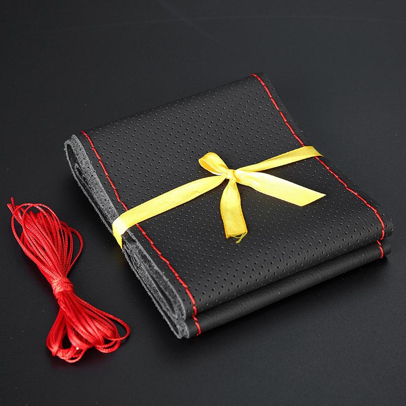 Product Introduction of Hand Shears Leather Steering Wheel Cover Leather Layer Handle Cover Non-Slip Breathable Car Supplies 2