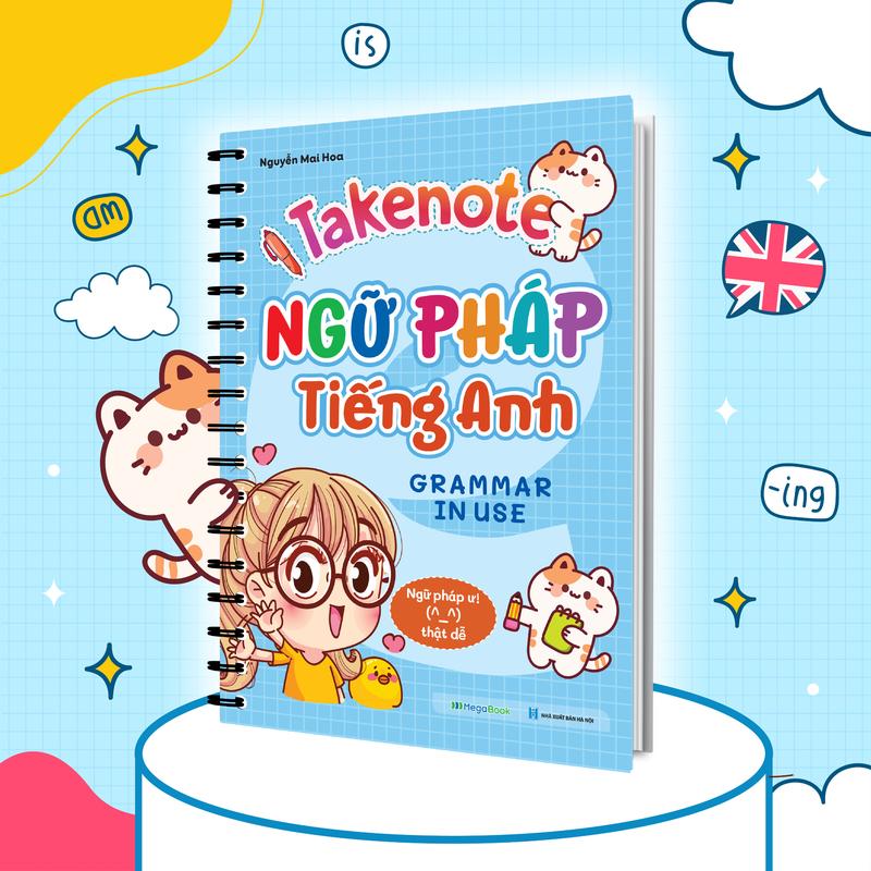 Sách Takenote Sổ Tay Ngữ Pháp Tiếng Anh   Grammar in use  - Gáy lò xo sổ tay xoá lười tiếng anh 5s 