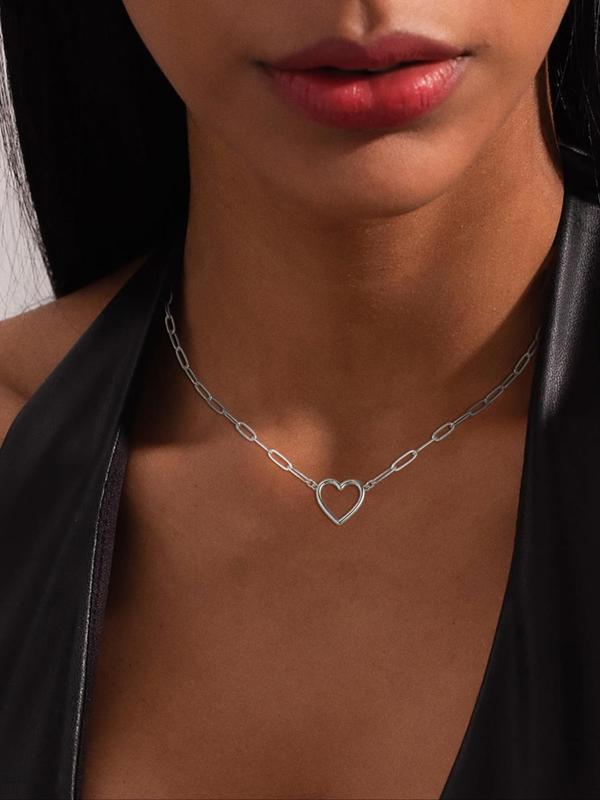Women's Elegant Heart Design Pendant Necklace, Exquisite Trendy Pendant Necklace, Chic Jewelry As Gift for Girlfriend 7