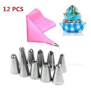 Product Introduction of ID HOME 12 PCS Set Silicone Cream Reusable Pastry Bag+10 Nozzle Set Alat Dekorasi Kue 14