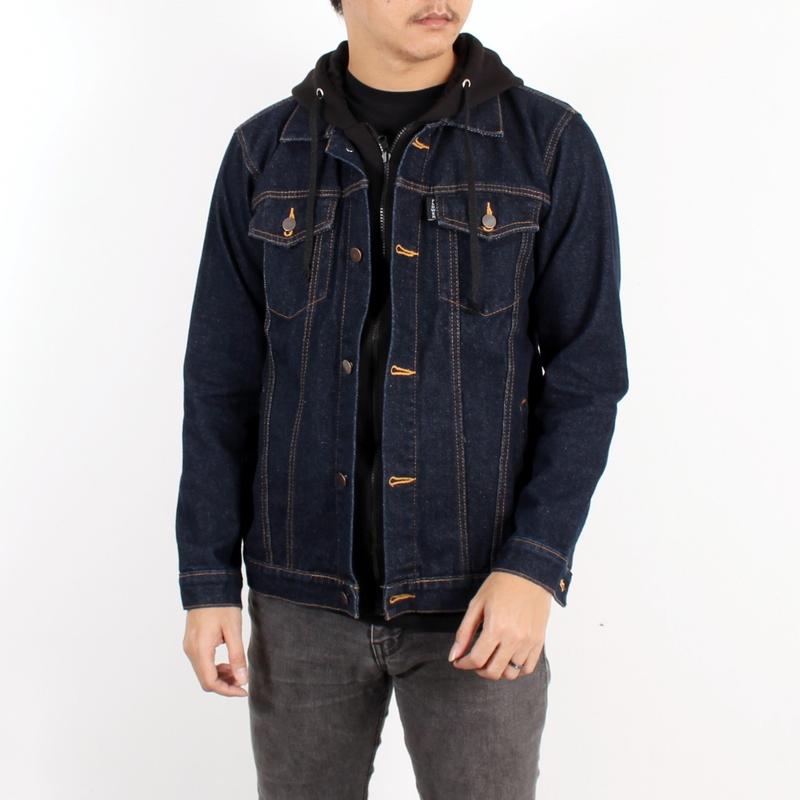 Jaket Ariel Denim / Jaket Jeans Ariel Double Resleting / Jacket Jeans Denim / Jaket Jeans Hoodie Pria / Jaket Jeans Polos High Fleece Kancing Lembut Nyaman 5