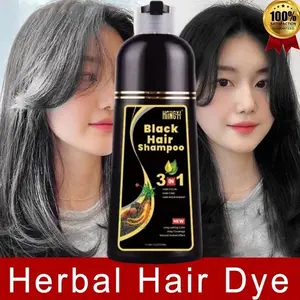 3IN1 Shampo Penghitam Rambut Uban Menjadi Hitam Permanen Sampo Penghilang Uban Shampoo Uban Menjadi Hitam Black Herbal Natural Polygonum Multiflorum Hair Blackening / Vitamin Rambut - 500 ml Menghitamkan Wanita Conditioner