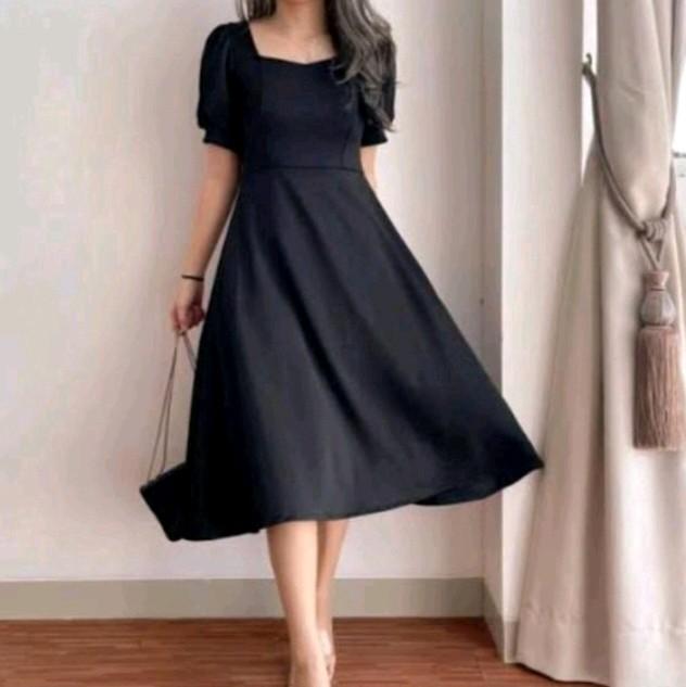 Witya/Dress Wanita Pesta Terbaru Korea Style - Gaun Kondangan Wanita Korea Witha/Dress pesta Model Simpel Elegan dan Nyaman Remaja Dewasa Mewah  Casual Pendek Kain Crinkle Airflow 3