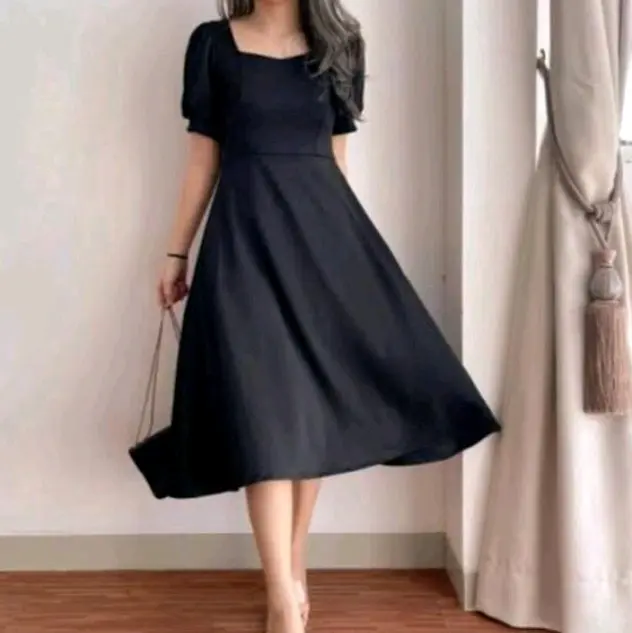 Witya/Dress Wanita Pesta Terbaru Korea Style - Gaun Kondangan Wanita Korea Witha/Dress pesta Model Simpel Elegan dan Nyaman Remaja Dewasa Mewah  Casual Pendek Kain Crinkle Airflow 3