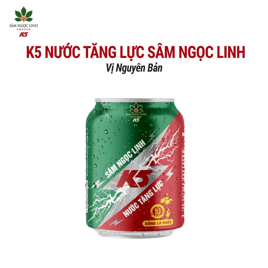 Lốc 6 Lon K5 Nước Tăng Lực Sâm Ngọc Linh - 250ML/ Lon