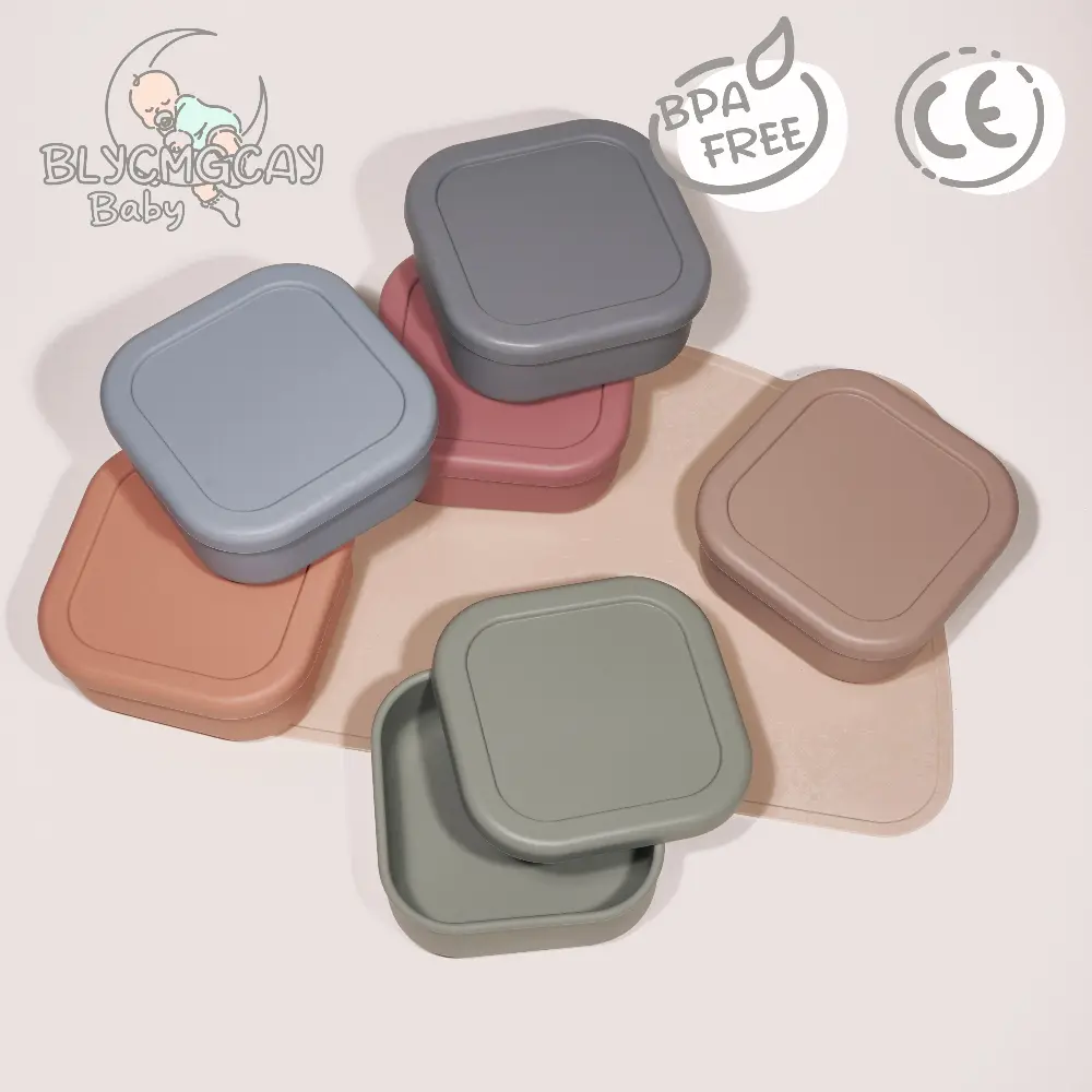 Food Grade Silicone Food feeding  set with Cover Silicone Feeding tableware set