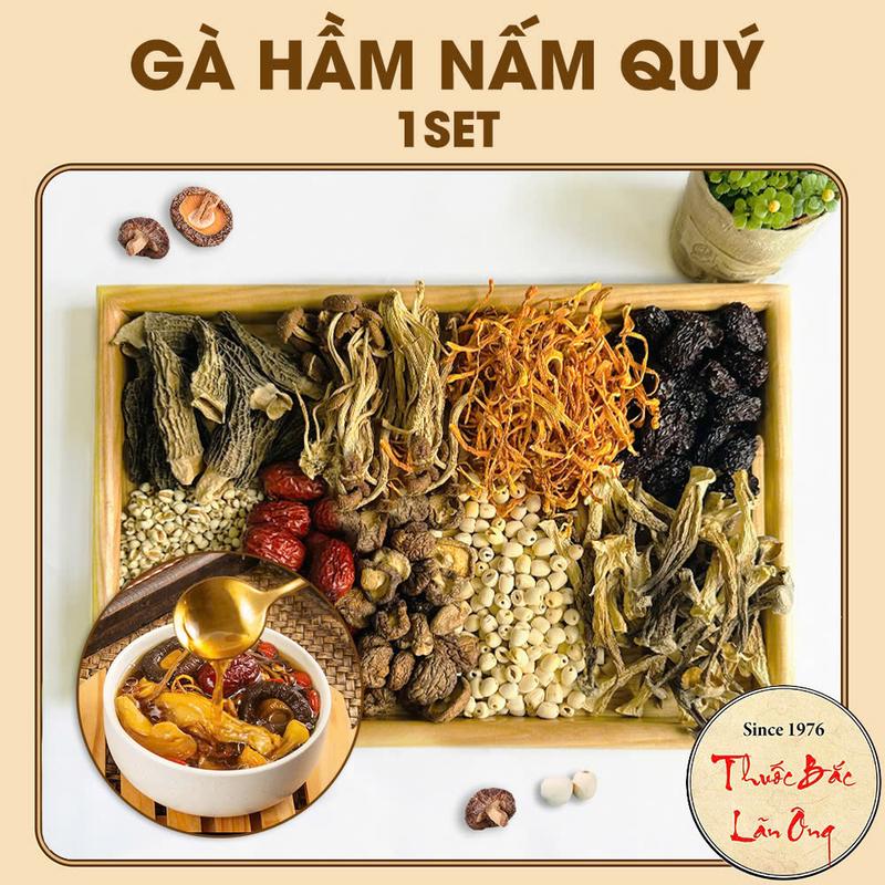 Gà hấm nấm quý (Set gia vị hầm gà, nấu lẩu nấm, canh nấm thơm ngon)