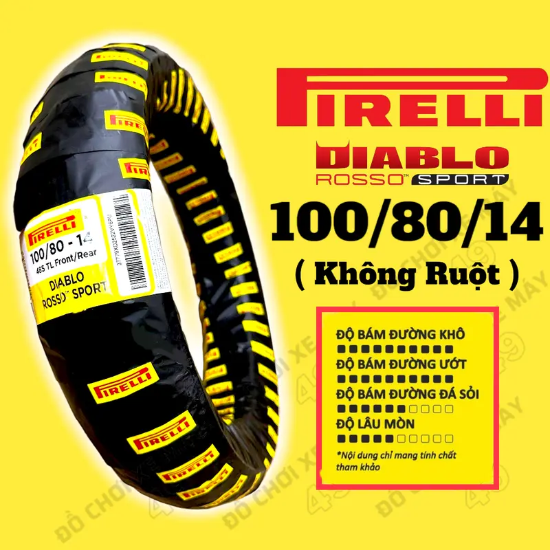 Vỏ Lốp Xe Máy Pirelli 100/80/14 Diablo Rosso Sport ( không ruột ) 0
