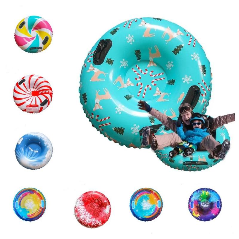 Product Introduction of KGD848 Practical PVC Inflatable Ski Ring with Handle Thicken Snow Sledge Foldable Wear resistant Winter Snow Tube Kids 13