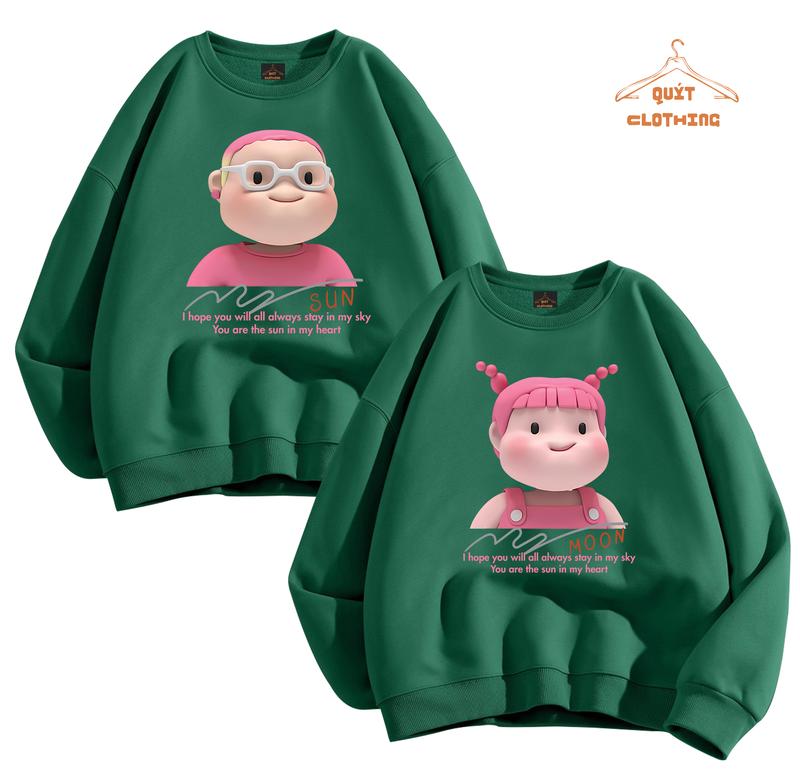 Áo Đôi sweater sun - moon chất nỉ bông form rộng dáng Unisex 3