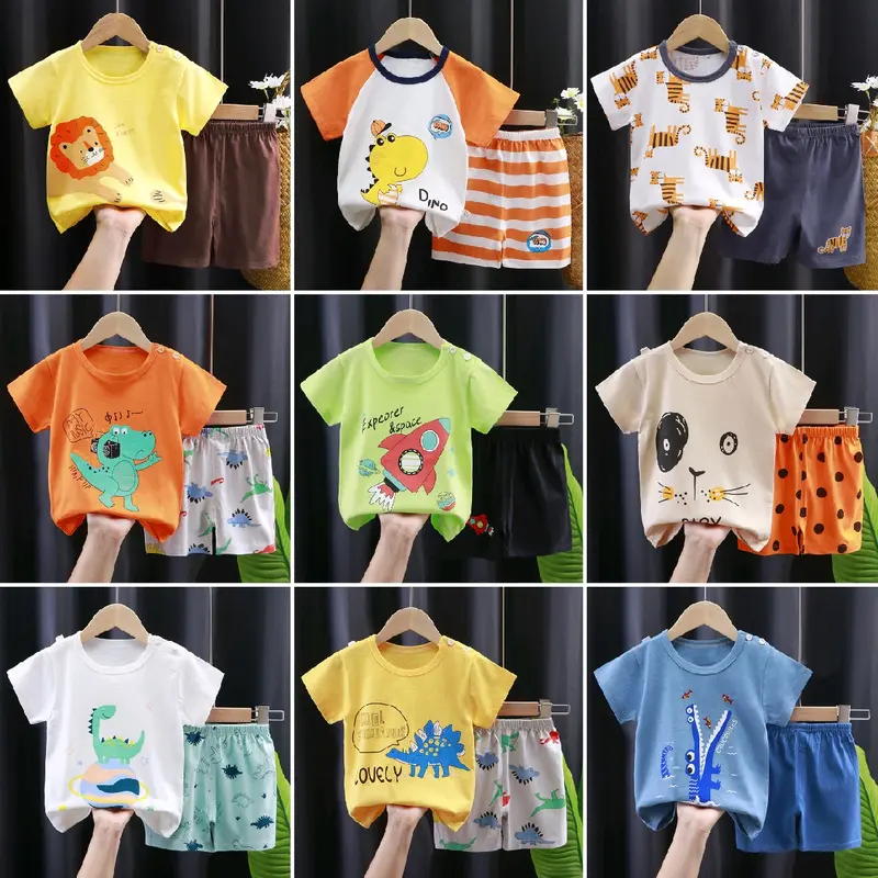 SETELAN LENGAN PENDEK BAYI MOTIF LUCU BAHAN KATUN 4 BULAN - 4 TAHUN Parsel Perempuan 0