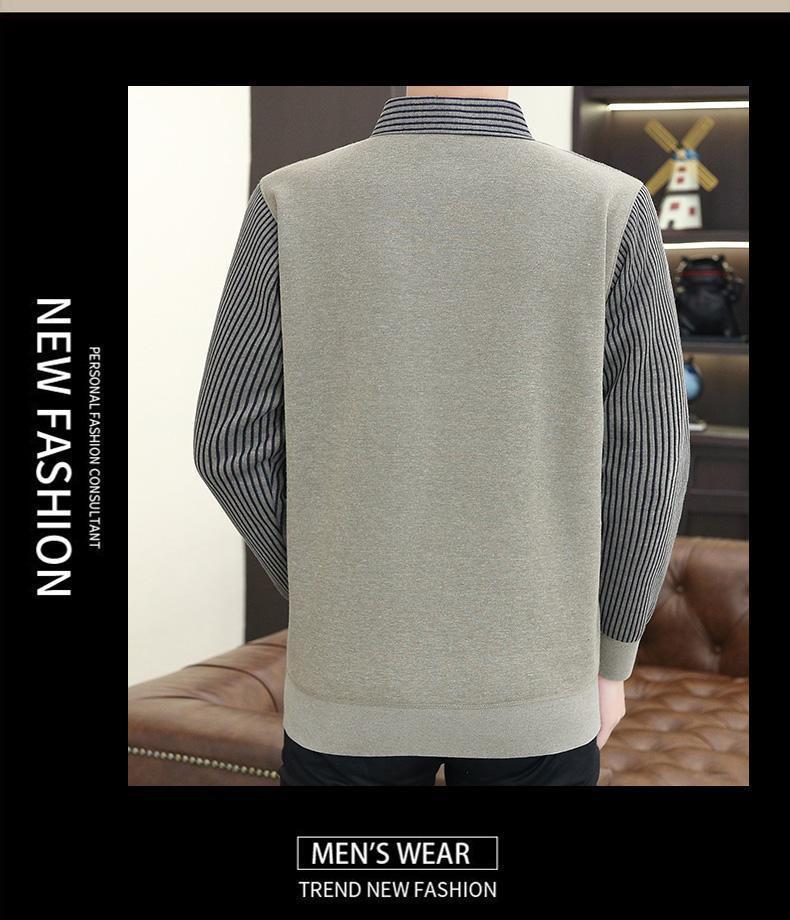 Product Introduction of 2024 Winter Fleece-lined Thickened Integral Velvet Sweater Men's False Two Pieces Knitted Sweater Youth Pu Handsome Men's Shirt Nam Slipper 11