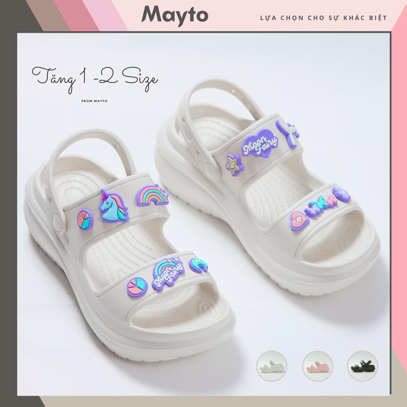 Mayto TĂNG 1 SIZE Giày sandal nữ có quai hậu đế cao 6cm kèm 14 Sticker chất liệu EVA nguyên khối không thấm nước chống trơn trượt DS-04