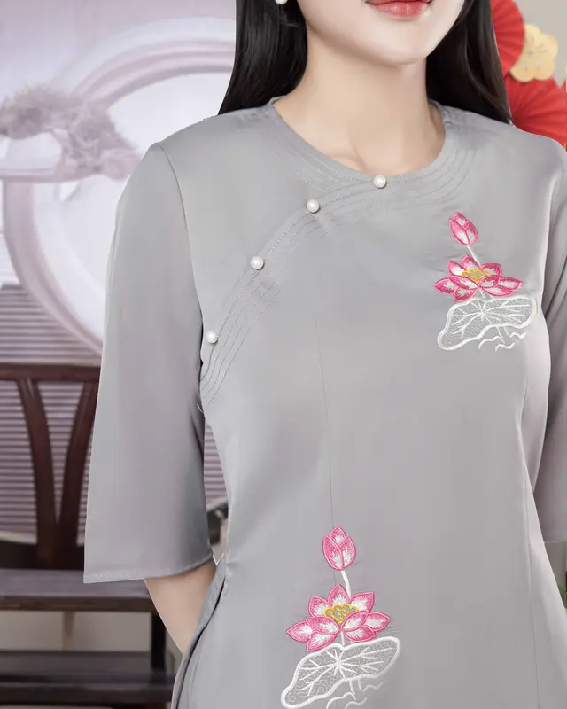 Pháp Phục Cô Thỏ - Bộ Quần Áo Pháp Phục Vạt Sóng Thêu Sen Đính Ngọc 1