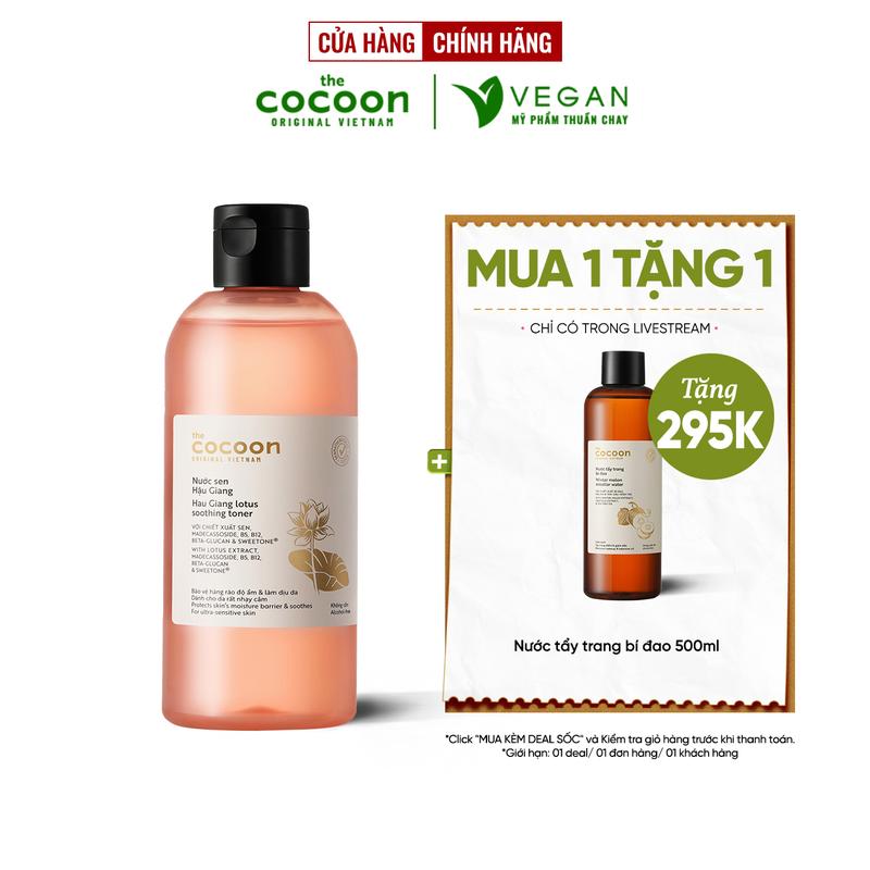 [CHỈ CÓ TRONG LIVESTREAM MUA 1 TẶNG 1] Toner nước cân bằng da SEN Hậu Giang Cocoon 310ml TẶNG Nước tẩy trang Bí đao 500ml làm sạch da Skincare Cấp Ẩm