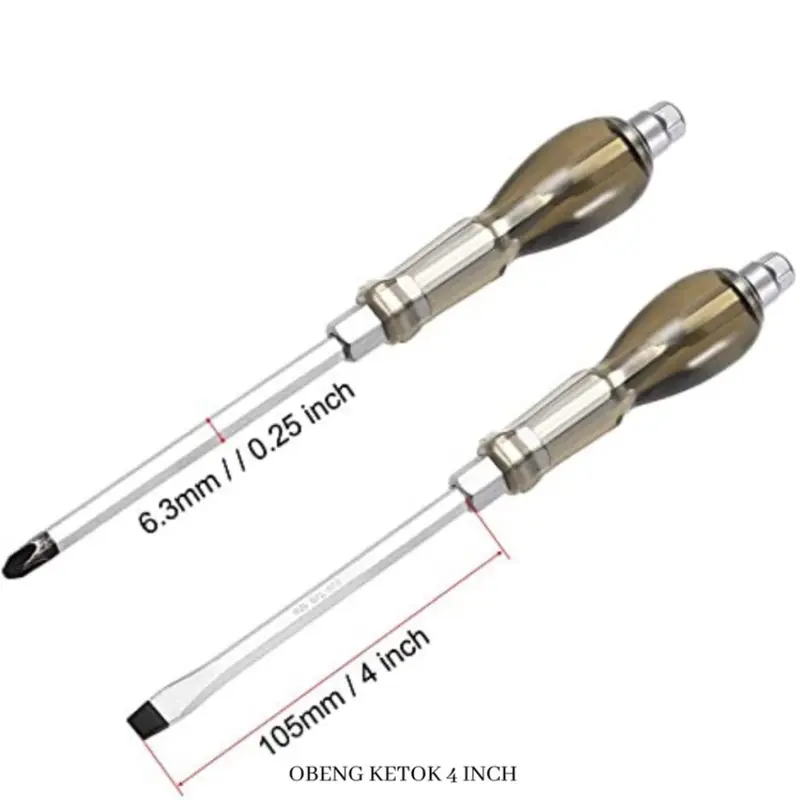 Obeng Ketok Plus Minus 4 - 12 Inch Getok Magnet Impact Screwdriver 7