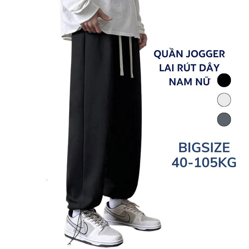 Bigsize 40-105Kg Quần Jogger Lai Rút Dây Nam Nữ Form Trẻ Trung Thể Thao Sport Thun Đen - Tập Gym Trang Phục Yoga Tập Thể Dục 【l  53kg-60kg ❤❤❤❤ màu đen được đề xuất ❤❤❤❤ quầ  nthun