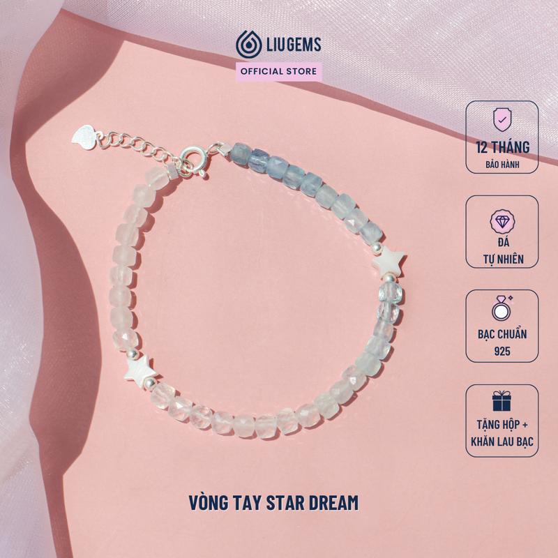 Vòng Tay Đá Tự Nhiên Mài Giác Cho Nữ Liugems Mix Charm Bạc 925, Ngôi Sao Đá Xà Cừ Star Dream Dễ Thương, Năng Động VTMG01 (Mua một, tặng một hộp đựng trang sức + một khăn lau bạc miễn phí)