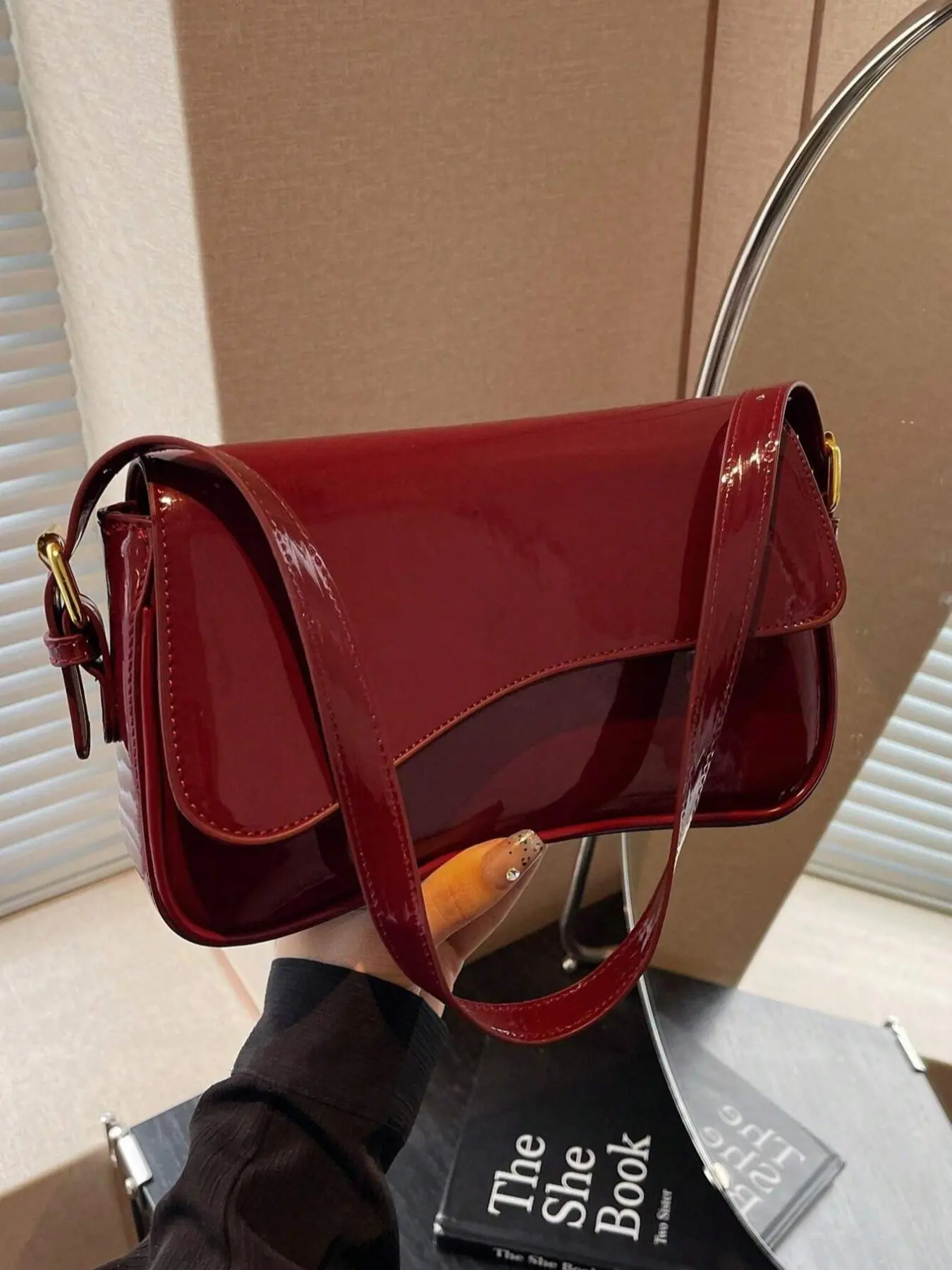 Women's Solid Color Shoulder Bag, Fashionable PU Leather Crossbody Bag for Daily Used, Casual Trendy Versatile High-quality Daily Commuting Bag