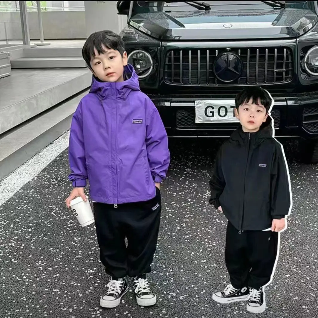 Kot Musim Luruh, untuk Kanak-kanak Lelaki, Baju Bertudung, Jaket, Trench Coat, 2024 Ketibaan Baru, Sesuai untuk Kanak-kanak dan Remaja, Bayi