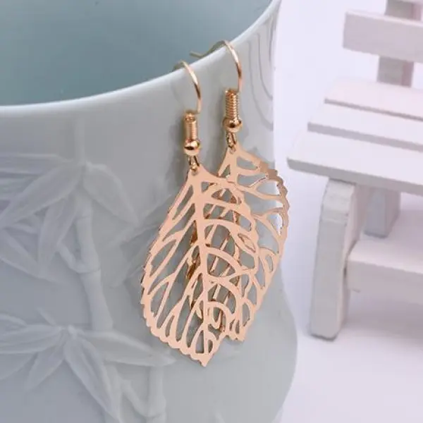 Bông Tai Mặt Dây Chuyền Hình Lá, Dài, Thời Trang Và Thanh Lịch, Phong Cách Tối Giản Cổ Điển, Dành Cho Phụ Nữ 3