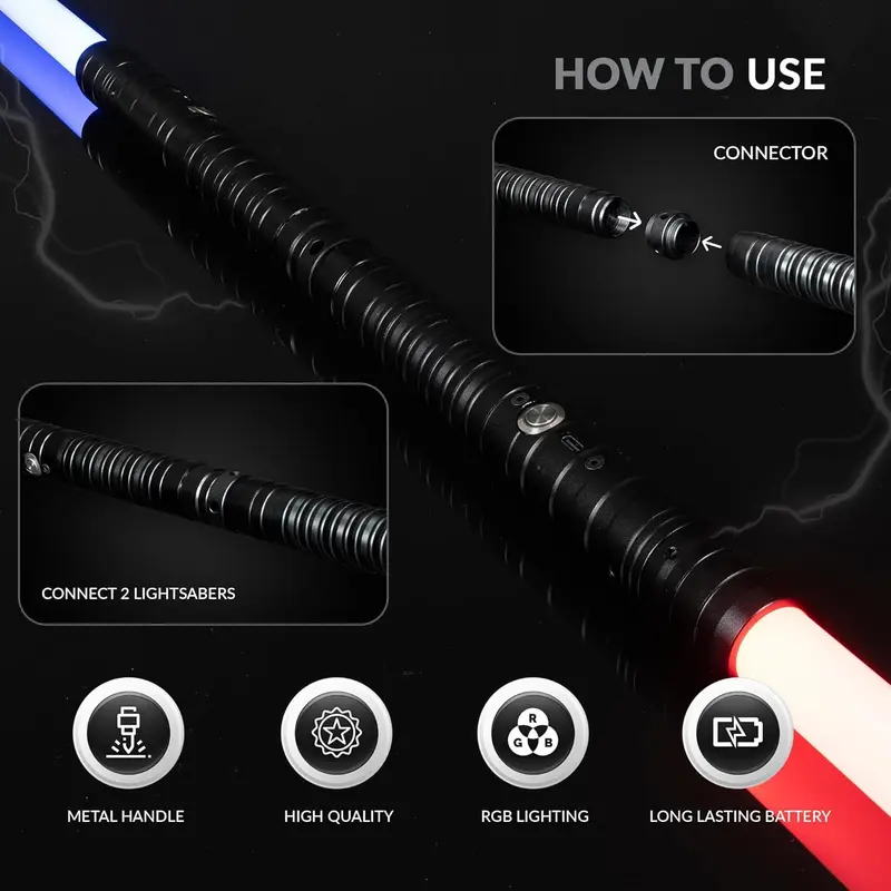 Rechargeable Light Saber, 1 Box RGB Color Changing Light Saber with Sound, Cosplay Toy Light Saber for Holiday & Party 4