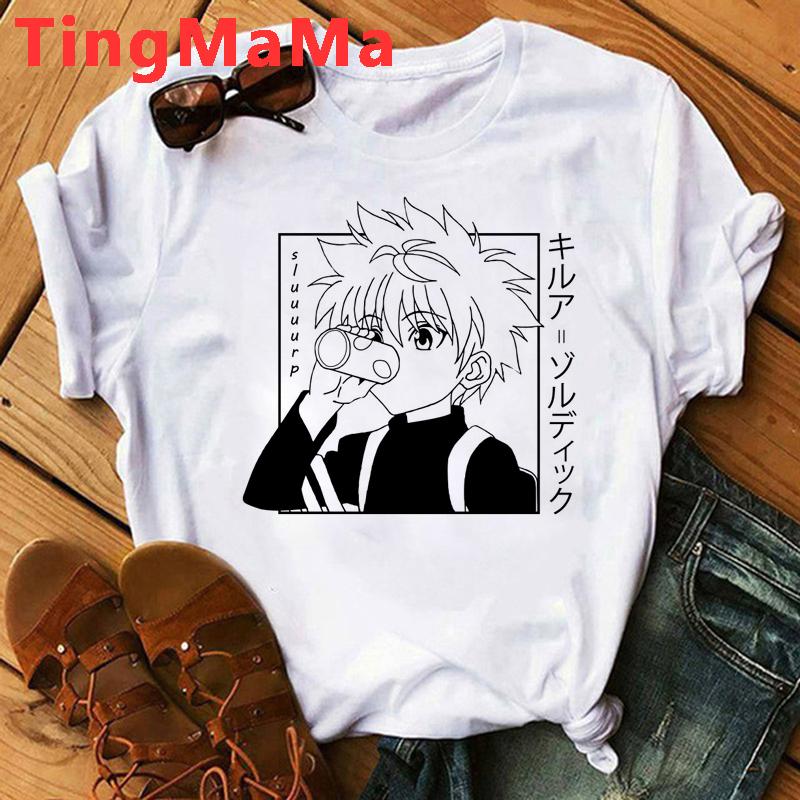[COD]Áo phông anime Nhật Bản Hunter X Hunter dành cho nam giới, phim hoạt hình Kawaii, Gothic, Killua, Graphic Tees, Manga, Harajuku , áo phông unisex 4