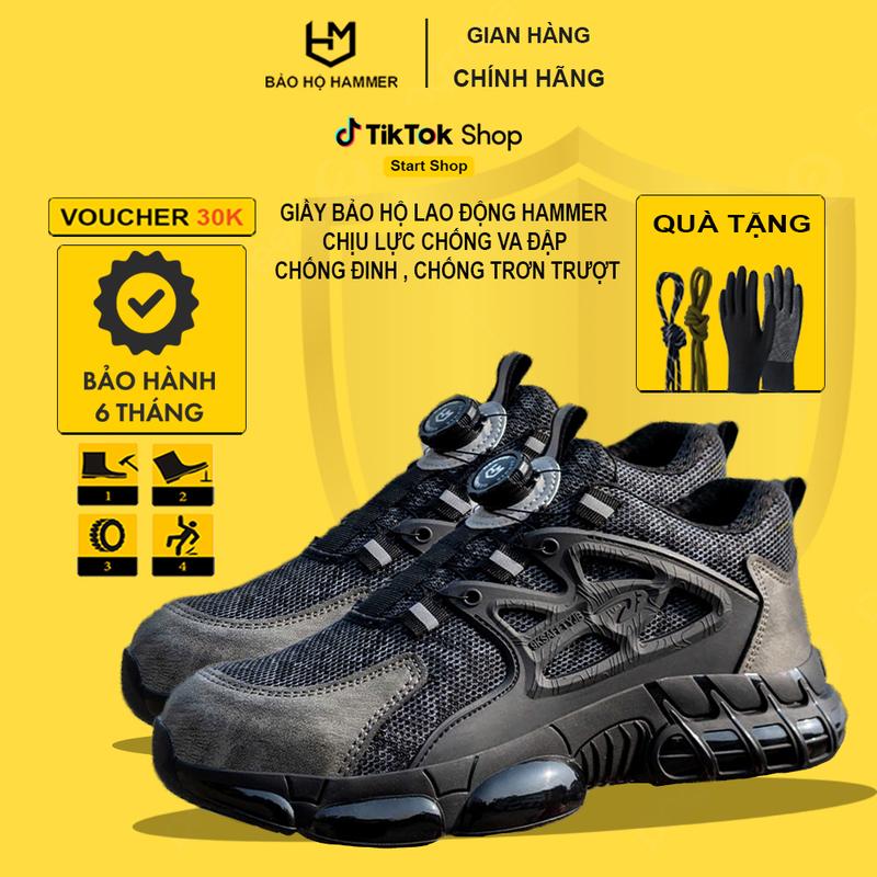 Giày Bảo Hộ Lao Động HAMMER - 2 Màu Thiết Kế Thông Minh / Vặn Dây Tiện Lợi / Mũi Thép / Đế Giày Chống Đinh / Cách Điện / Chống Trơn Trượt / An Toàn Bảo Hộ / Siêu Bền / Thời Trang