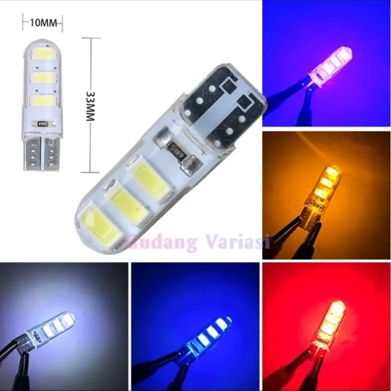 Lampu Senja Sein LED Jelly T10 Non Kedip / Lampu Kota LED 6 Mata / Lampu LED Variasi T10