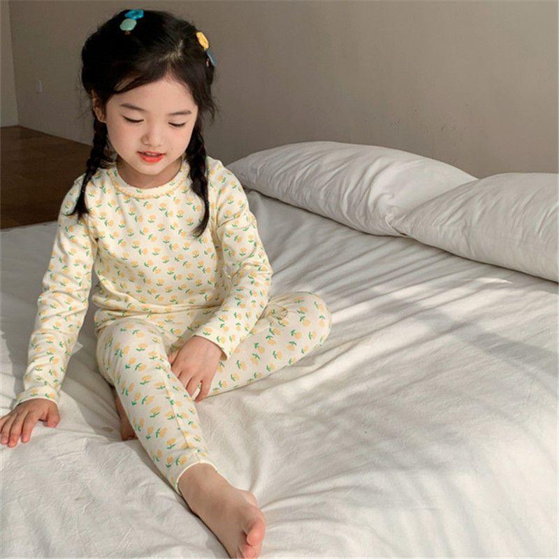 Girls' Floral Home Clothes, Long Sleeved Pajamas, German Velvet ...