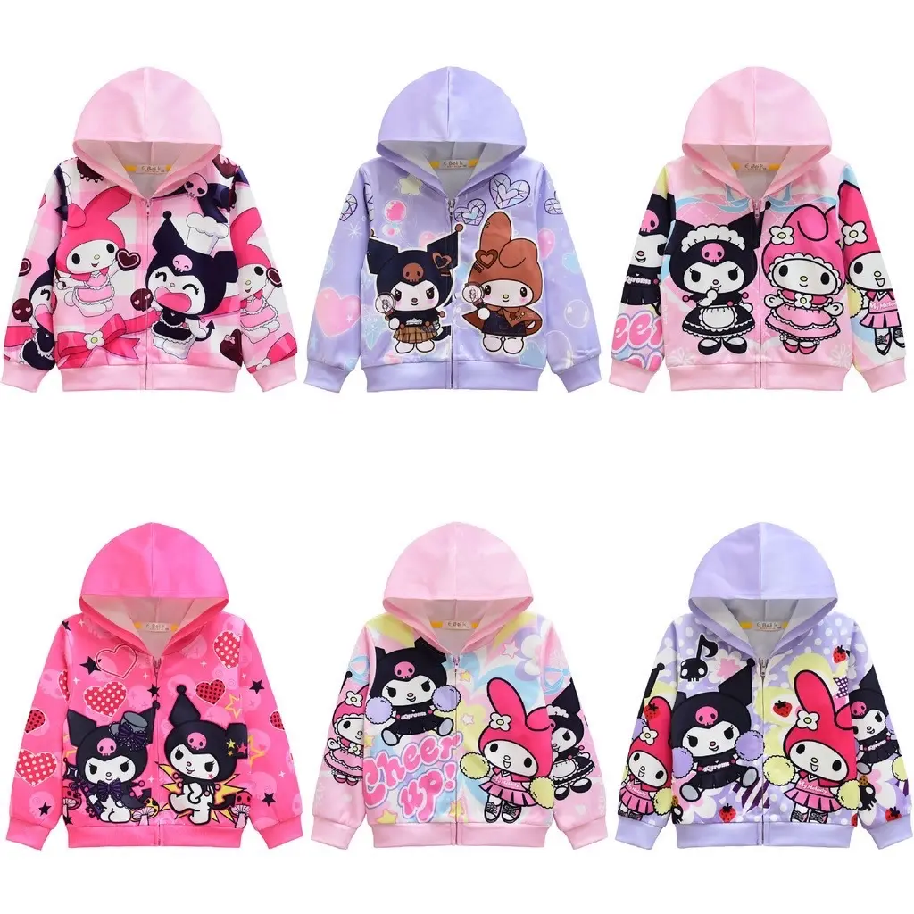 BB026  เสื้อแจ็กเก็ตแขนยาว มีฮู้ด ลายการ์ตูน น่ารัก สําหรับเด็กผู้หญิง