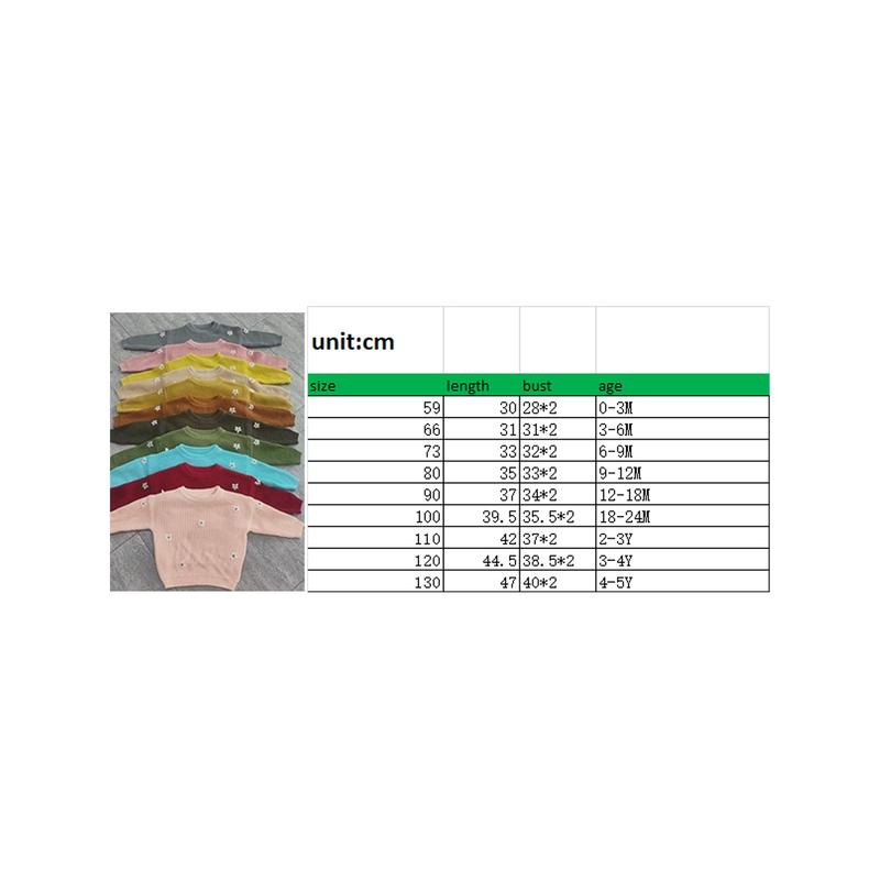 Product Introduction of Toddler Girl Baby Autumn Sweater, Flower Jacquard Pattern Long Sleeve Round Neck Knitwear Pullover 0