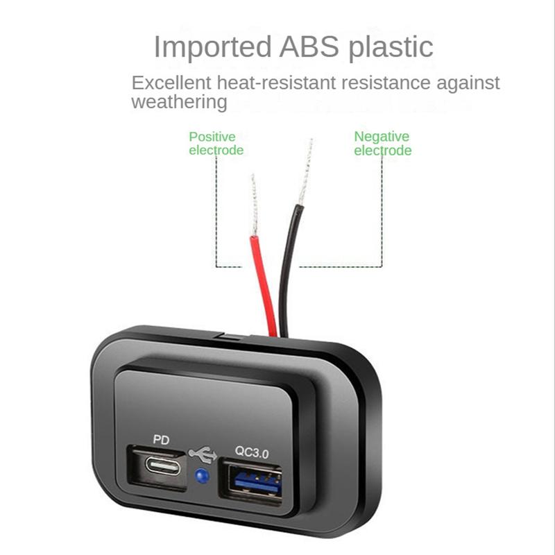 Overseas logistics and transportation,USB+PD Car Charger Socket 12V/24V USB Charging Splitter Outlet Power-Adapter for Motorcycle -Truck ATV Boat Car RV 5