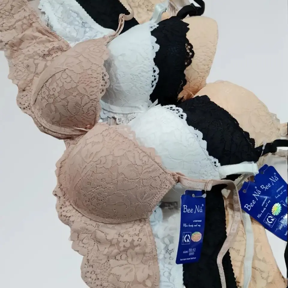 Áo lót có gọng đệm mỏng 522 ren mềm mại, đệm mút cotton thấm hút mồ hôi nâng ôm ngực cho phái nữ tự tin hơn Women Tim Bra Voi có màu Đen