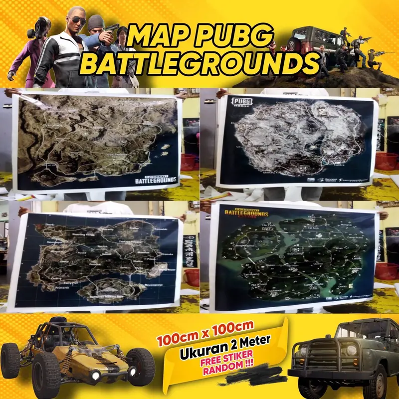 Map PUBGM/BATTLE GROUND Ukuran 100x100Cm 0