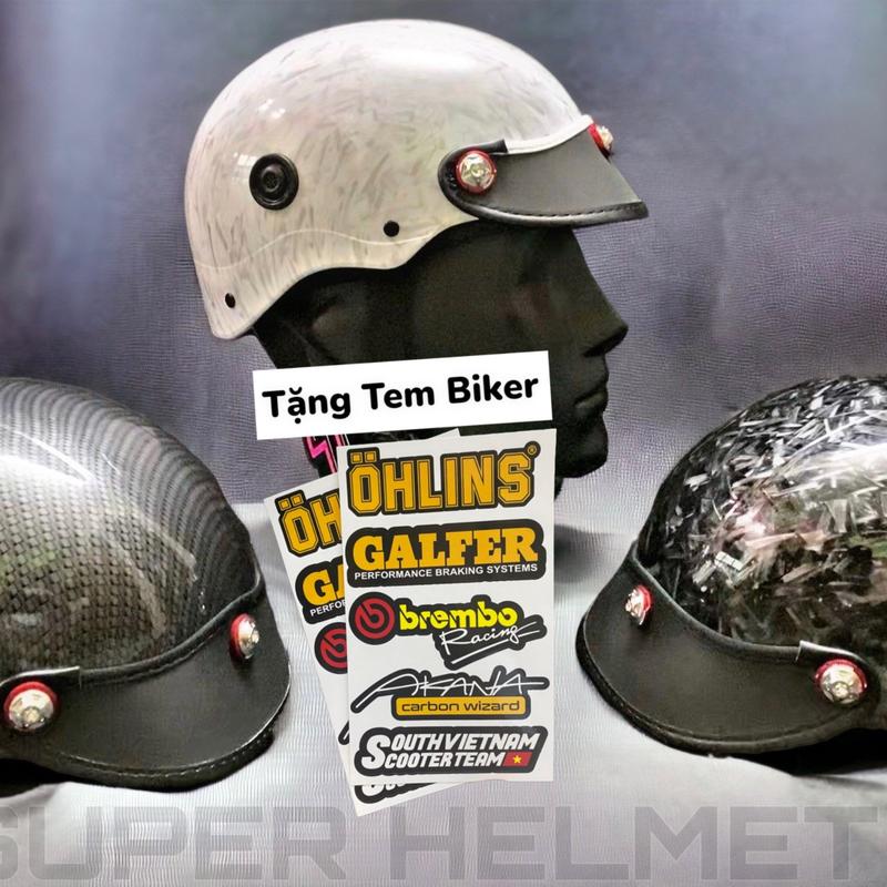 TẶNG TEM BIKER Nón Bảo Hiểm Sơn Nano - Nhúng CarBon - Gắn 3 Ốc Salaya Siêu Ngầu