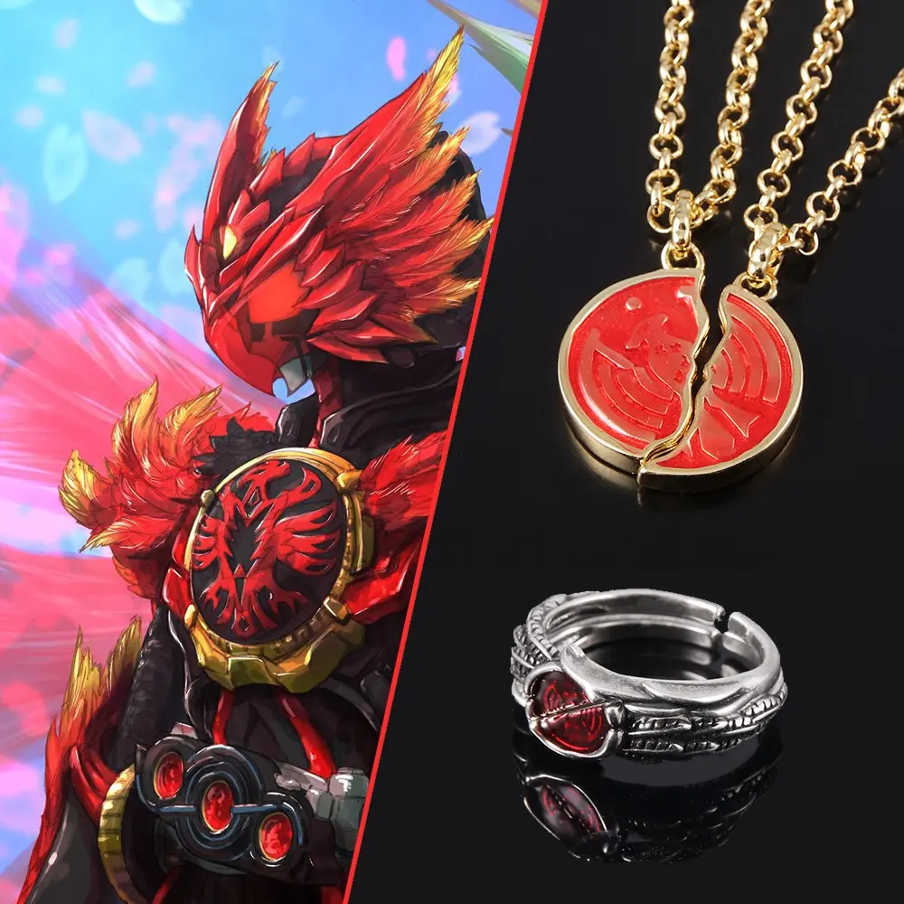 Anime Kamen Rider OOO Necklace Ankh's Broken Taka Core Medal Pendant Couple Necklaces for Women Men Jewelry