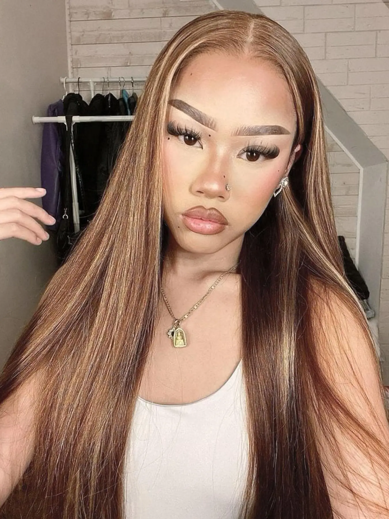 28 Inch Ombre Long Straight Wigs without Bangs, 2024 Summer Gorgeous Fluffy Wigs for Women, Synthetic Lace Front Wigs for Party, Daily Use