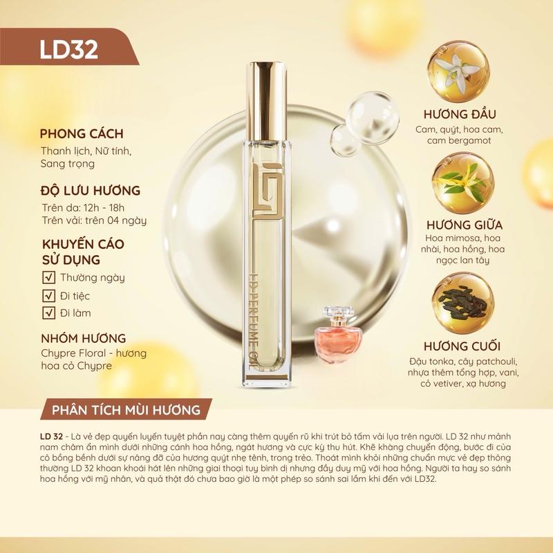 ￼[Bán Chạy] LD 32 Tinh Dầu Nước Hoa 12ml - LD PERFUME OIL , Thanh Lịch , Nữ Tính , Sang Trọng , LD32 Women Cosmetic
