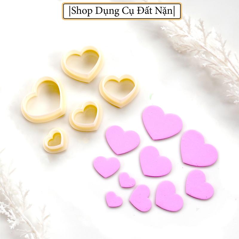 Khuôn cắt đất sét làm Bông tai, Ghim cài hình trái tim DD0027 0