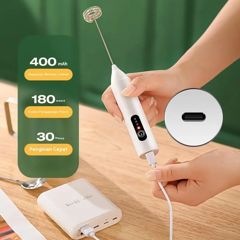 【GIF001】Hand  Mixer Mini Mixer Pengocok Susu Milk Frother High Speed Rechargeable Type-C