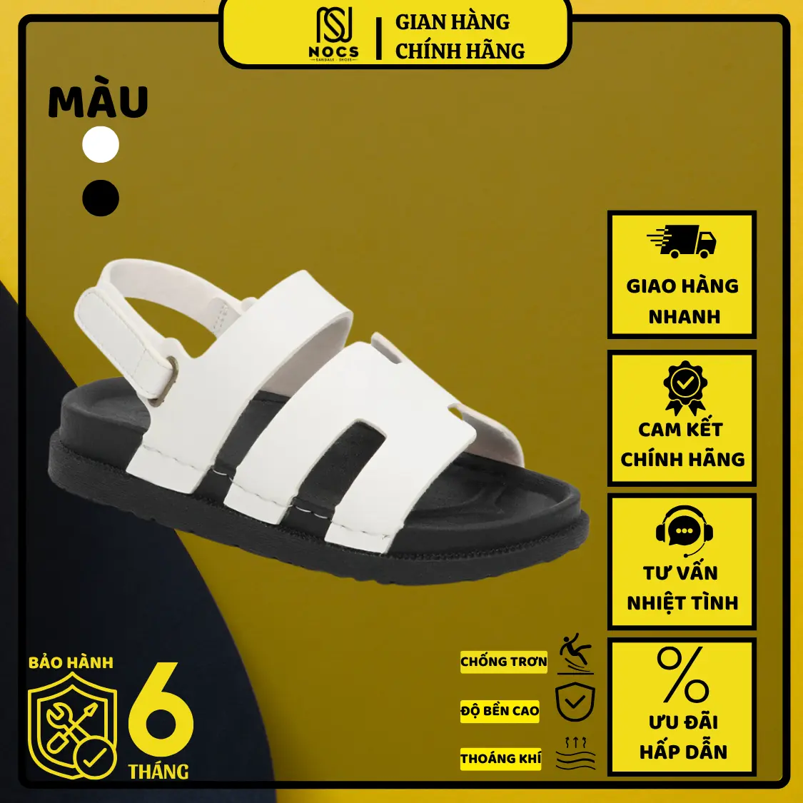 Giày Sandal Nữ 2 Lớp Quai Chứ H May Liền Đế Cao 3cm Siêu Êm Siêu Bền
