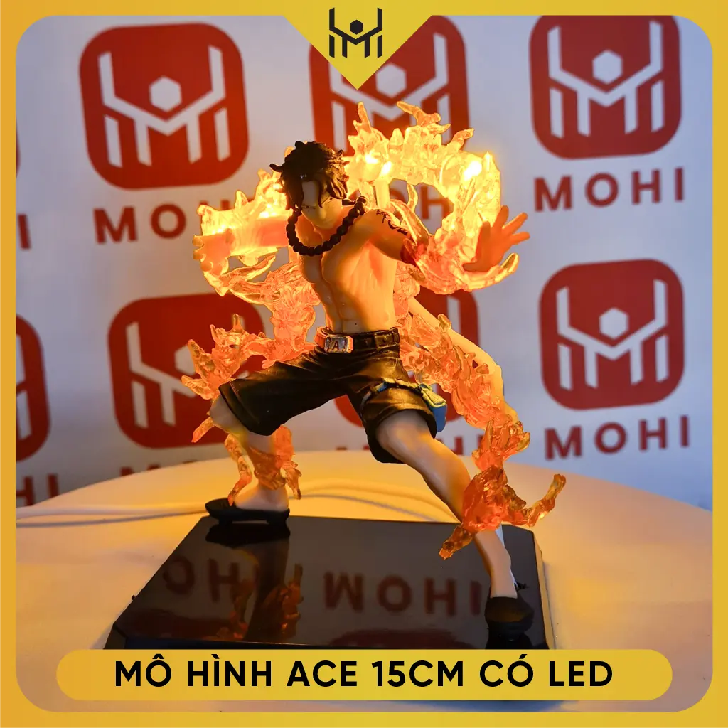 [No box, giá rẻ, CÓ BẢN LED] - Mô Hình ACE Cao 15cm đế không chữ, Figure Tượng Portgas D. Ace F.zero, mô hình One Piece
