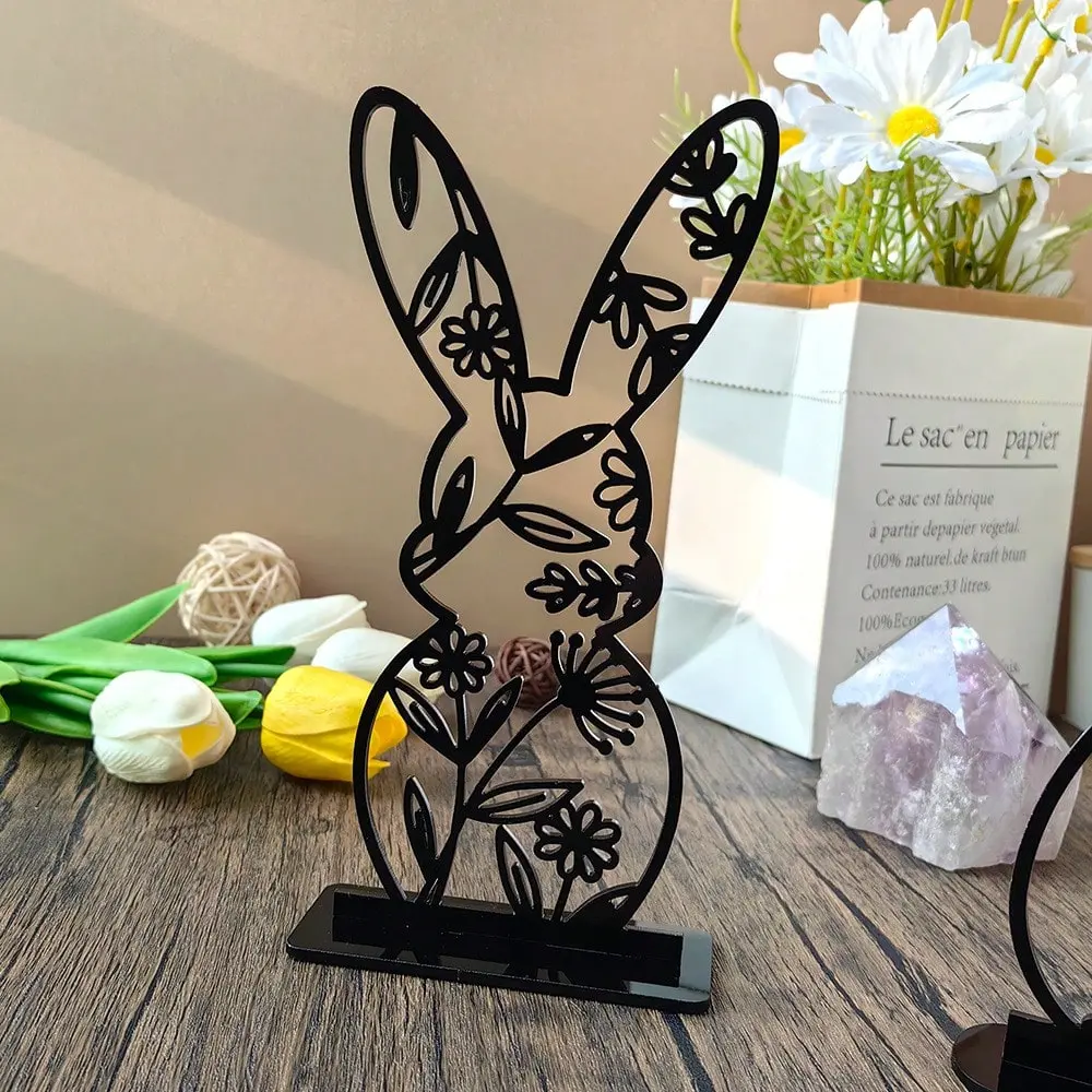 1pc Easter Bunny & Eggs Acrylic Hollow Desktop Decor Stand