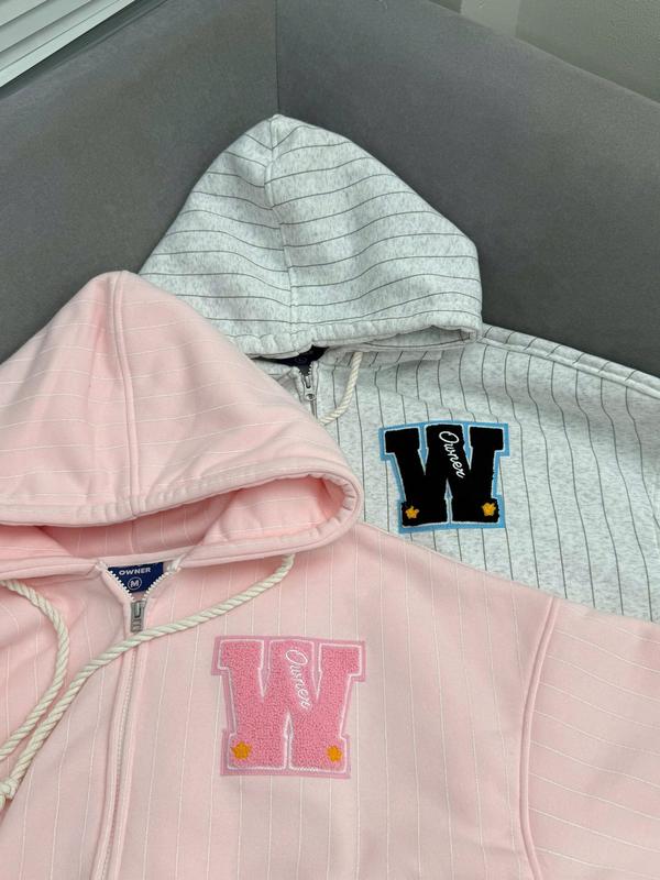 VẢI XÙ LÔNG HÀNG XẢ KHO KHÔNG HOÀN Áo khoác nỉ dây kéo khoá THÊU XÙ 25 OWNER form boxy - Hoodiezip Form Boxy Owner