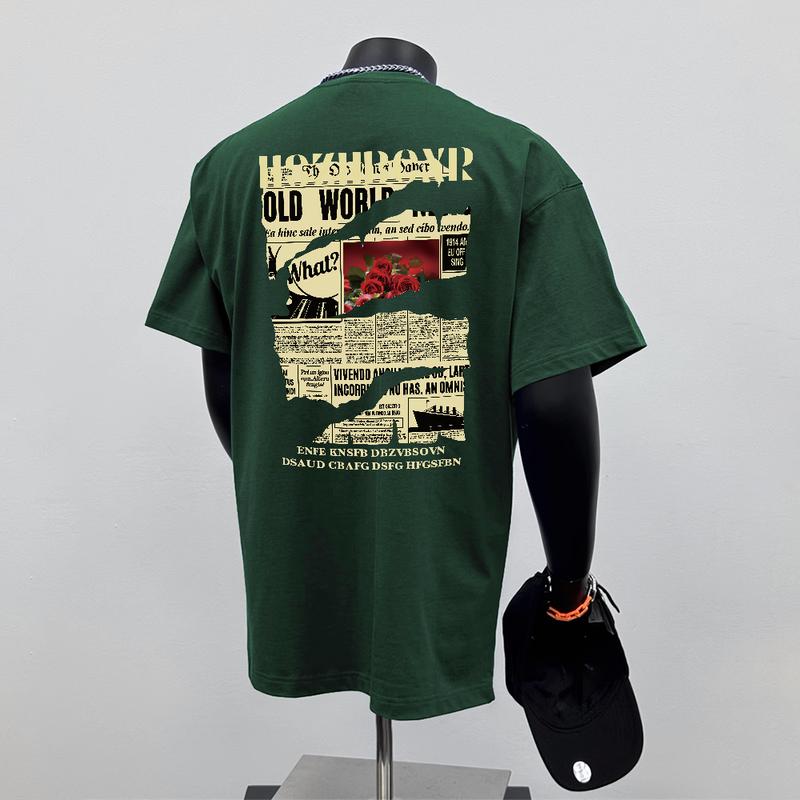Áo Thun Ngoại Cỡ Thiết Kế Rộng Thùng Thình Đường Phố Cổ Điển, 100% Cotton, Ngắn Tay, Áo Cổ Thuyền Cho Nam Và Nữ, Unisex  cá tính Menswear 6