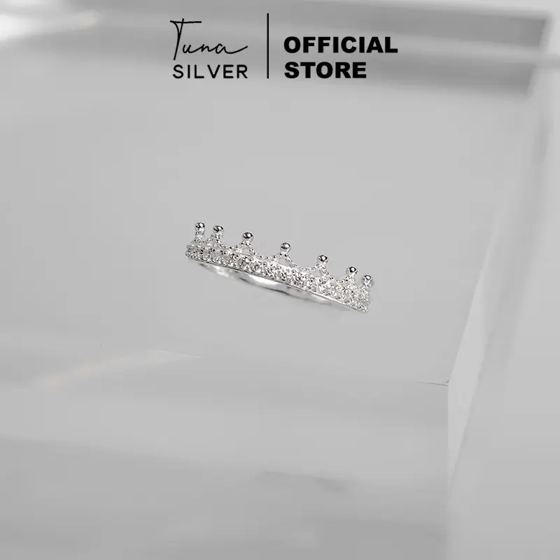 Nhẫn vương miện đính đá cao cấp - TUNA SILVER 3