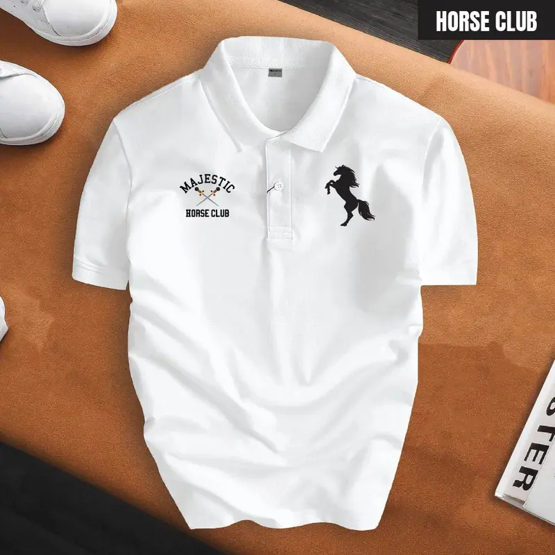 Áo Polo basic HORSE CLUB nam nữ cổ bẻ vải xịn Unisex, thanh lịch Menswear Shirt Có Cổ Thun Ngắn Tay Cộc Tay 1